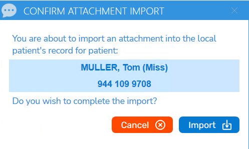 image showing the Quicksilva Toolbar confirm attachment import pop-up Quicksilva Toolbar confirm attachment import
