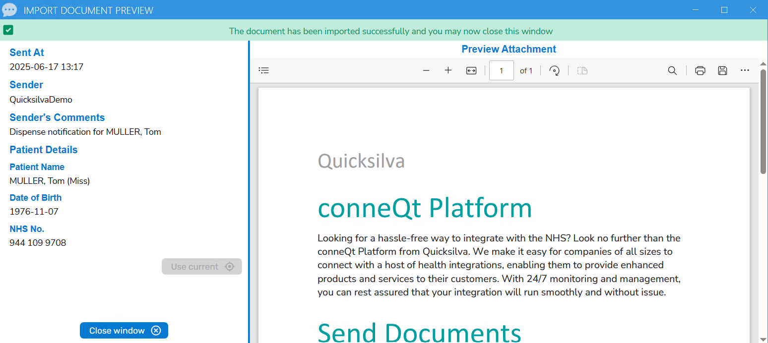 image showing the Quicksilva Toolbar import confirmation screen Quicksilva Toolbar confirmation screen