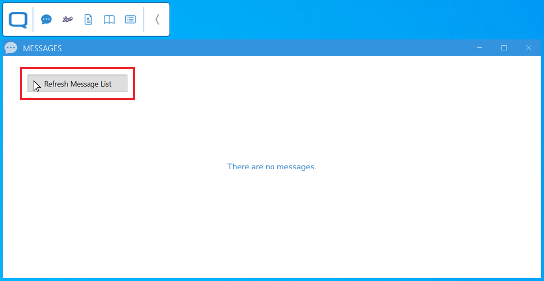 image showing the Quicksilva Toolbar with the refresh message list option present Quicksilva Toolbar refresh message