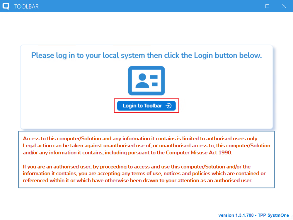 image showing the Quicksilva Toolbar login screen Quicksilva Toolbar login screen
