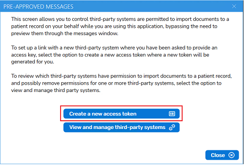 image showing the Quicksilva Toolbar create a new access token option Quicksilva Toolbar access token
