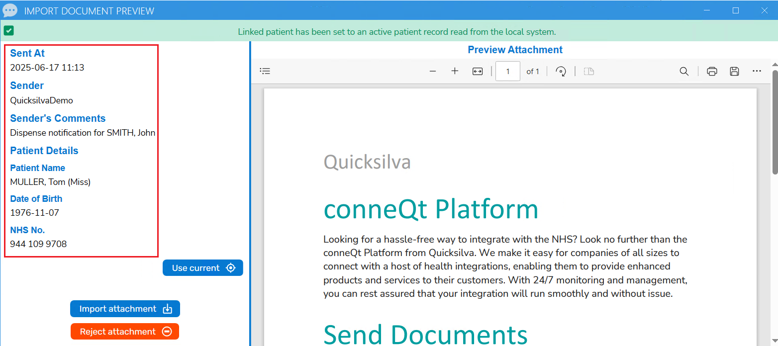 Quicksilva Toolbar patient linked